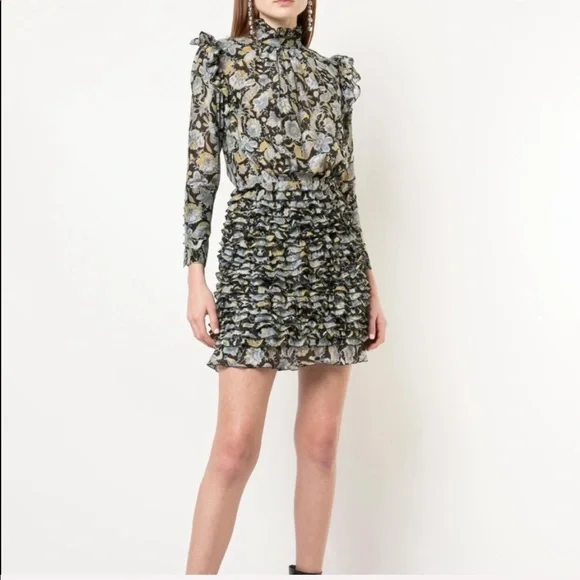 Robert Rodriguez 2 Silk Cotton Print Ruffle Dress - Picture 4 of 14